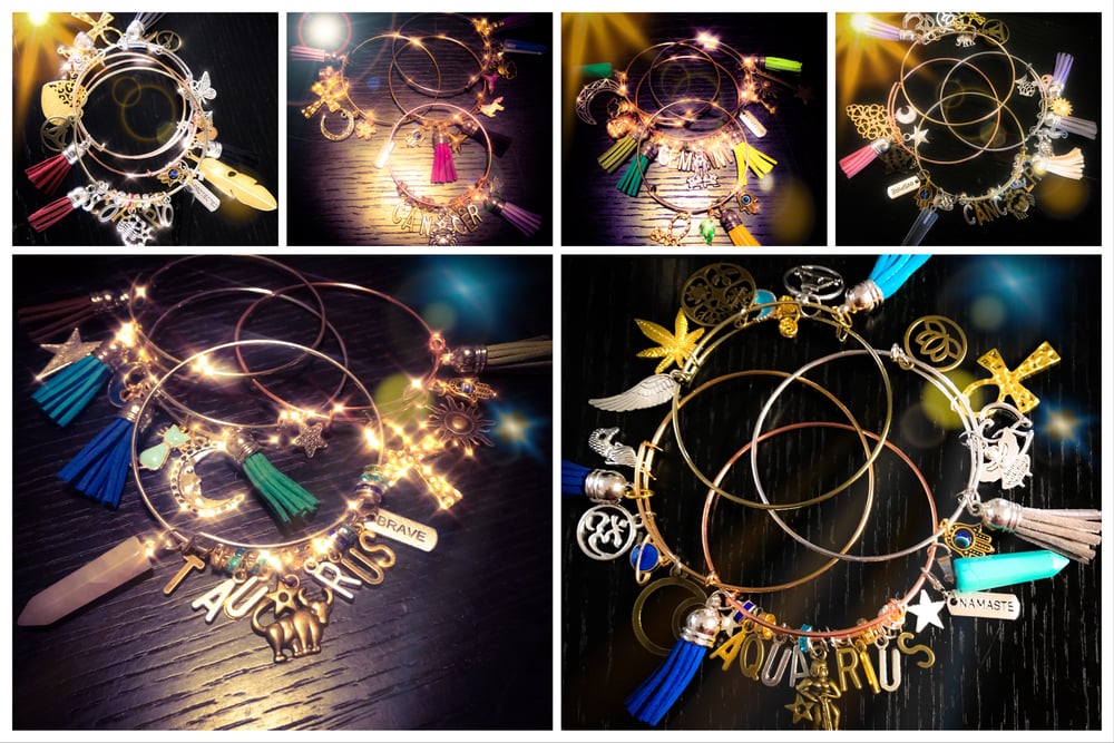 Image of 4 piece custom Zodiac bangles 