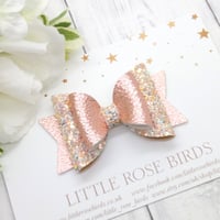 Image 1 of Blush Pink / Rose Gold Glitter Bow - Choice of Size