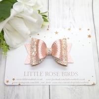 Image 2 of Blush Pink / Rose Gold Glitter Bow - Choice of Size