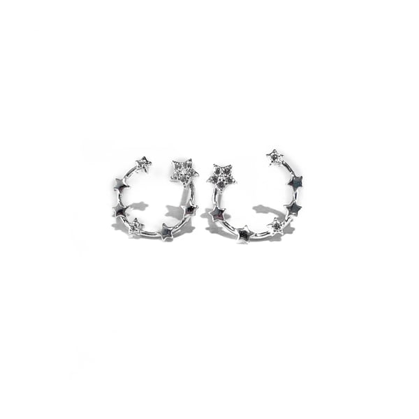 Image of Sterling Silver Star Crescent Earrings 