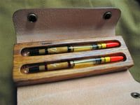 Image 2 of 2 x goose quills in Oak and leather case