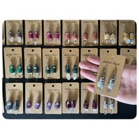 Image 1 of Clear Polished Quartz and Leather Earrings 