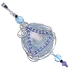 Fairy Aura Chalcedony Rosette Wire Wrapped Pendant with Black Spinel