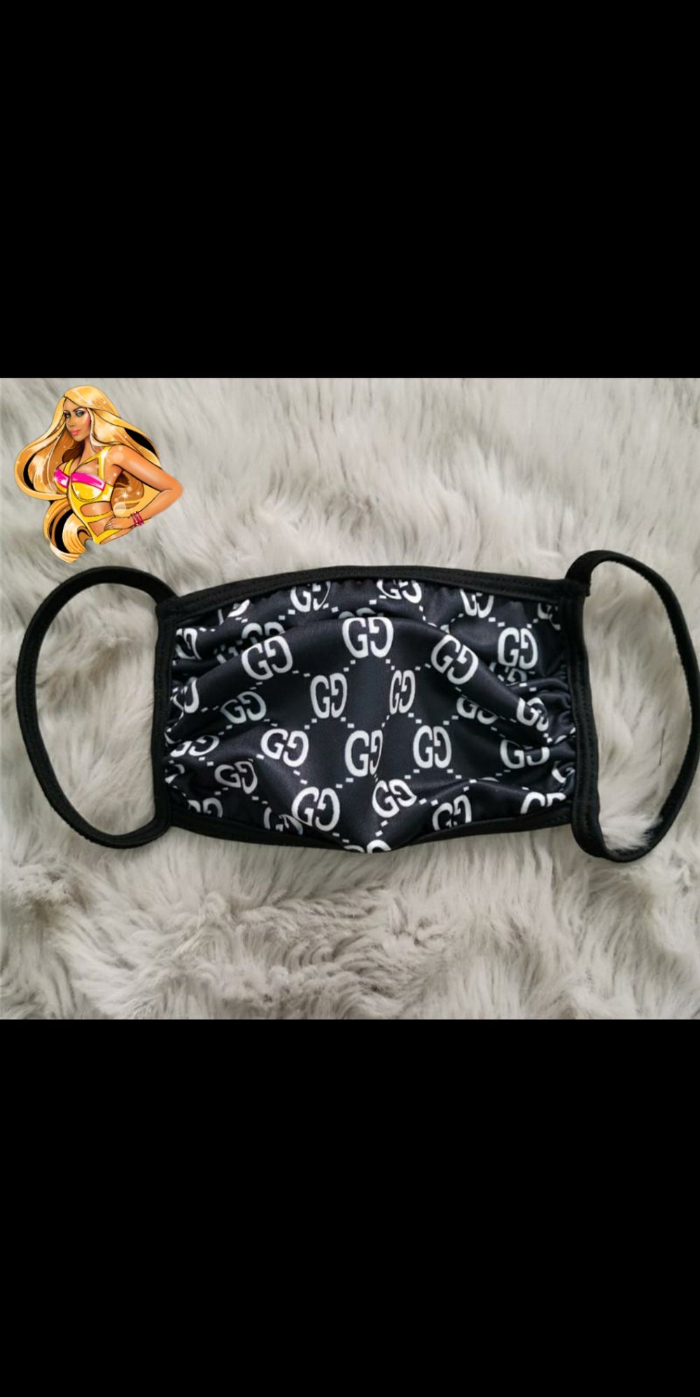 Black GG inspired mask cover