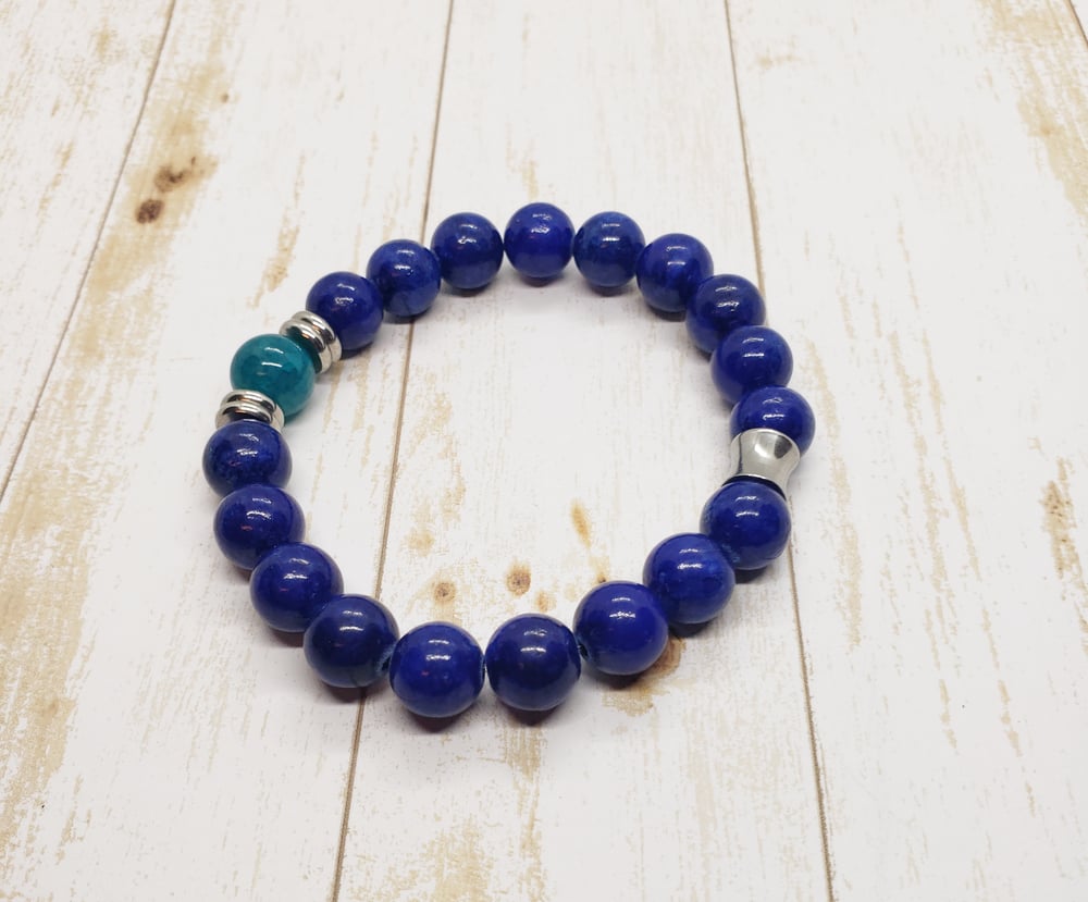 Image of Royal Blue Mountain Jade Beaded Bracelet