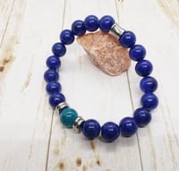 Image 3 of Royal Blue Mountain Jade Beaded Bracelet