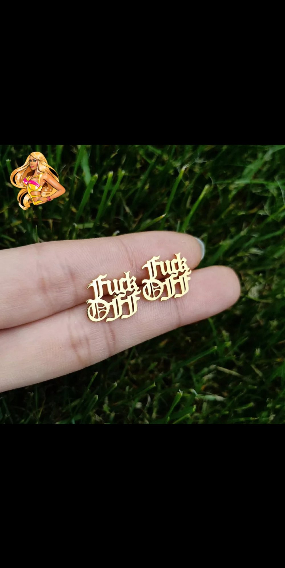 F*CK OFF stud earrings 