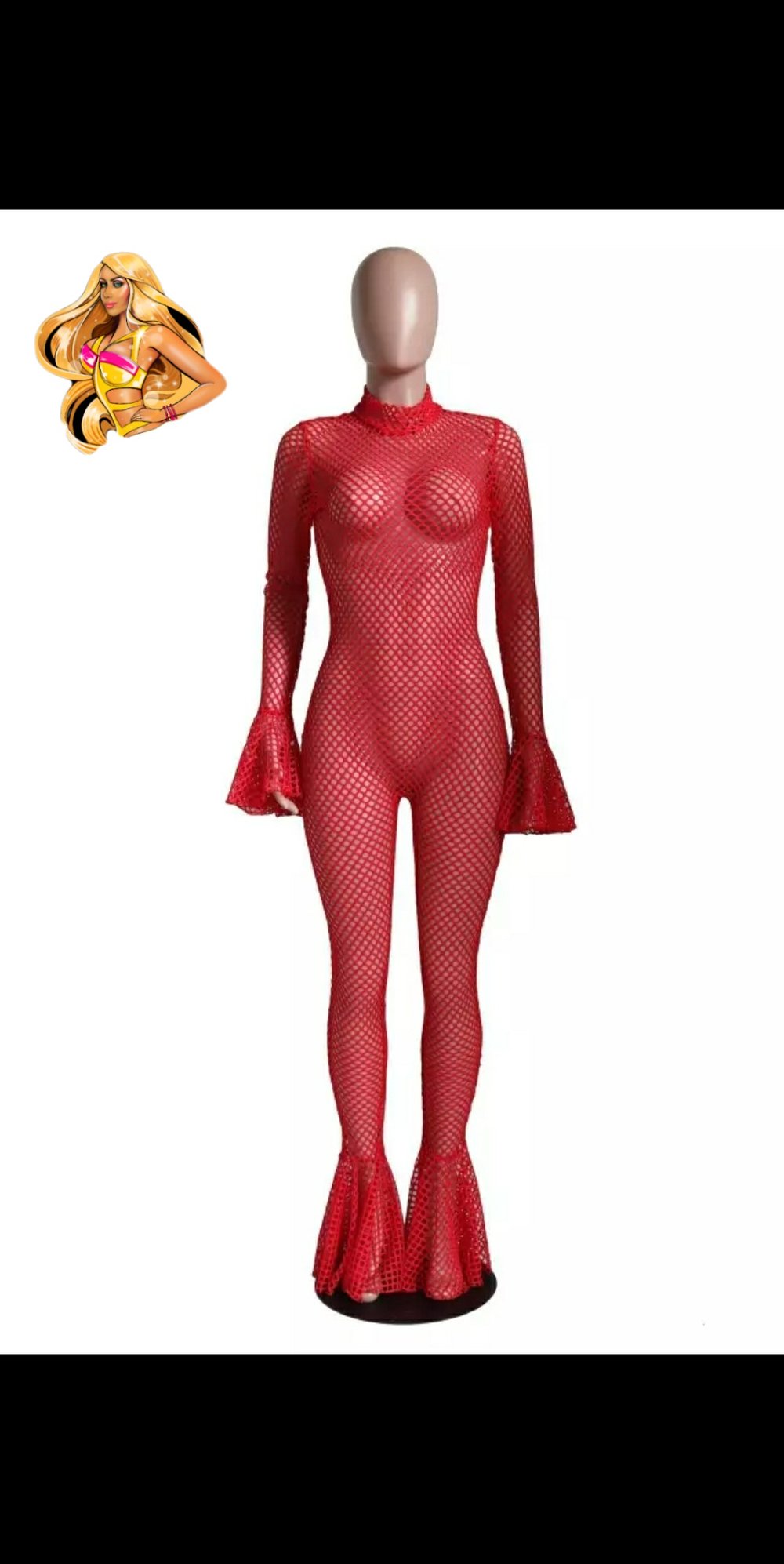 Red flared catsuit