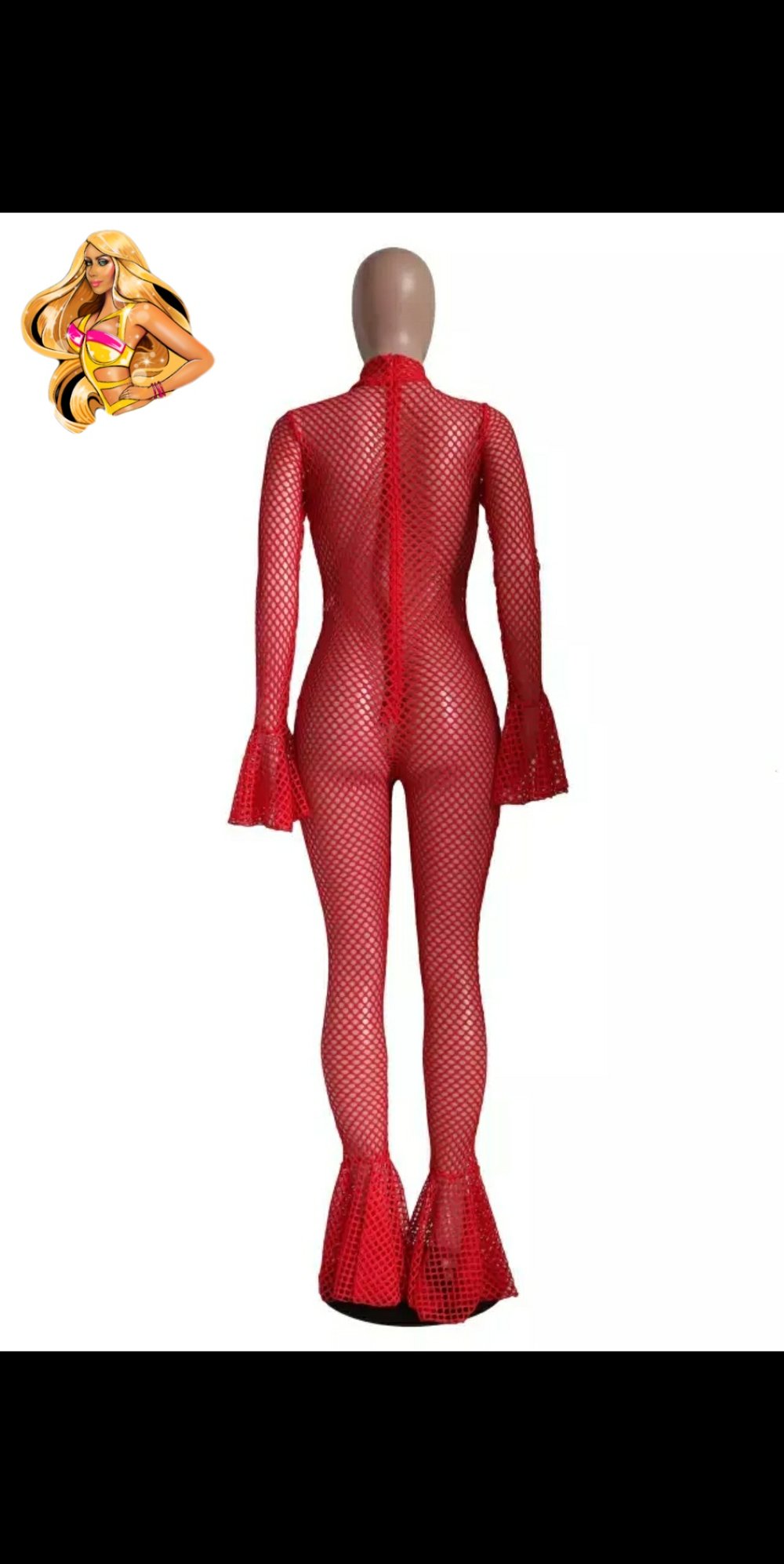 Red flared catsuit