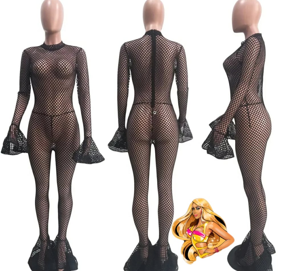 Black flared catsuit