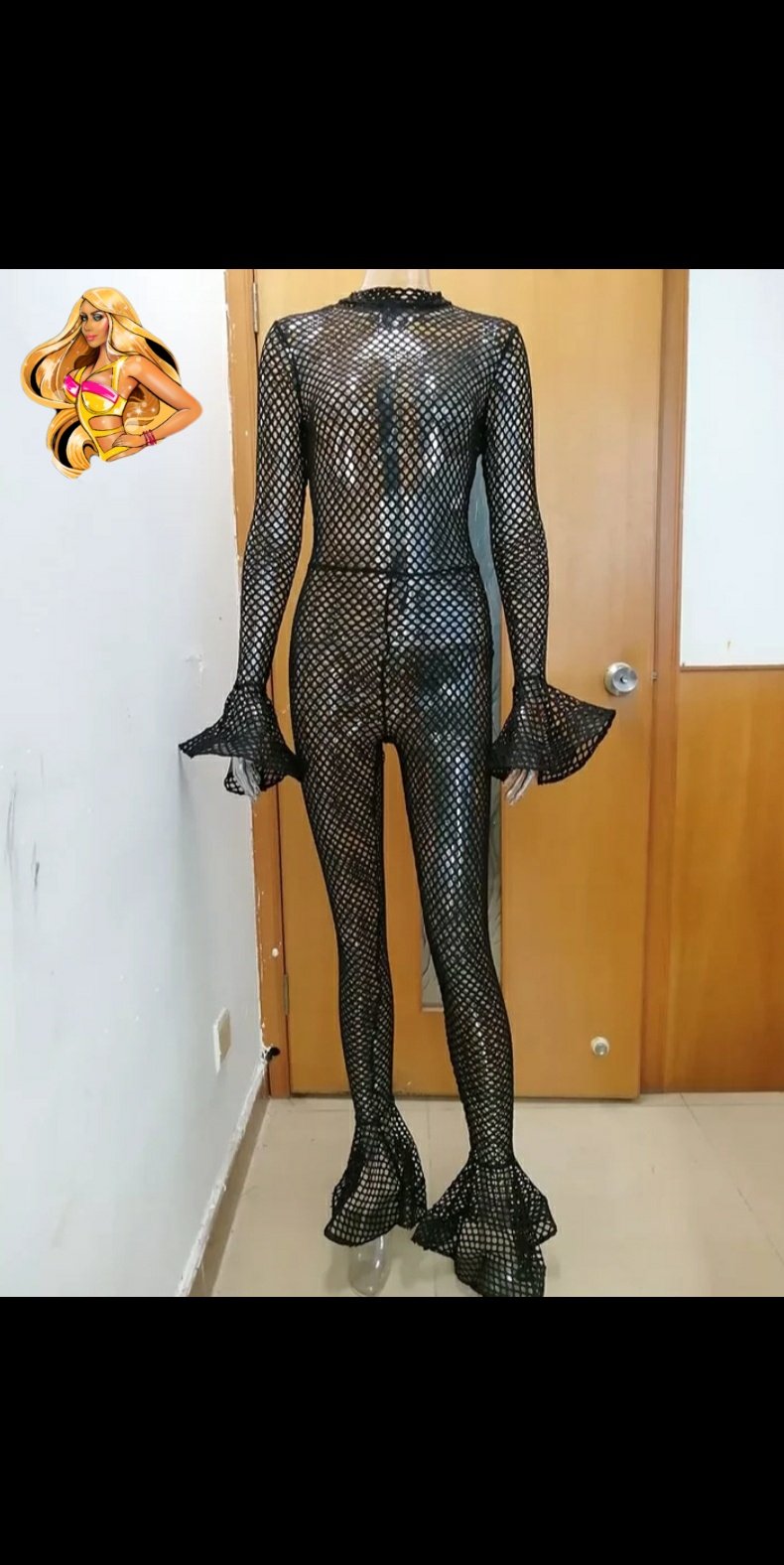 Black flared catsuit