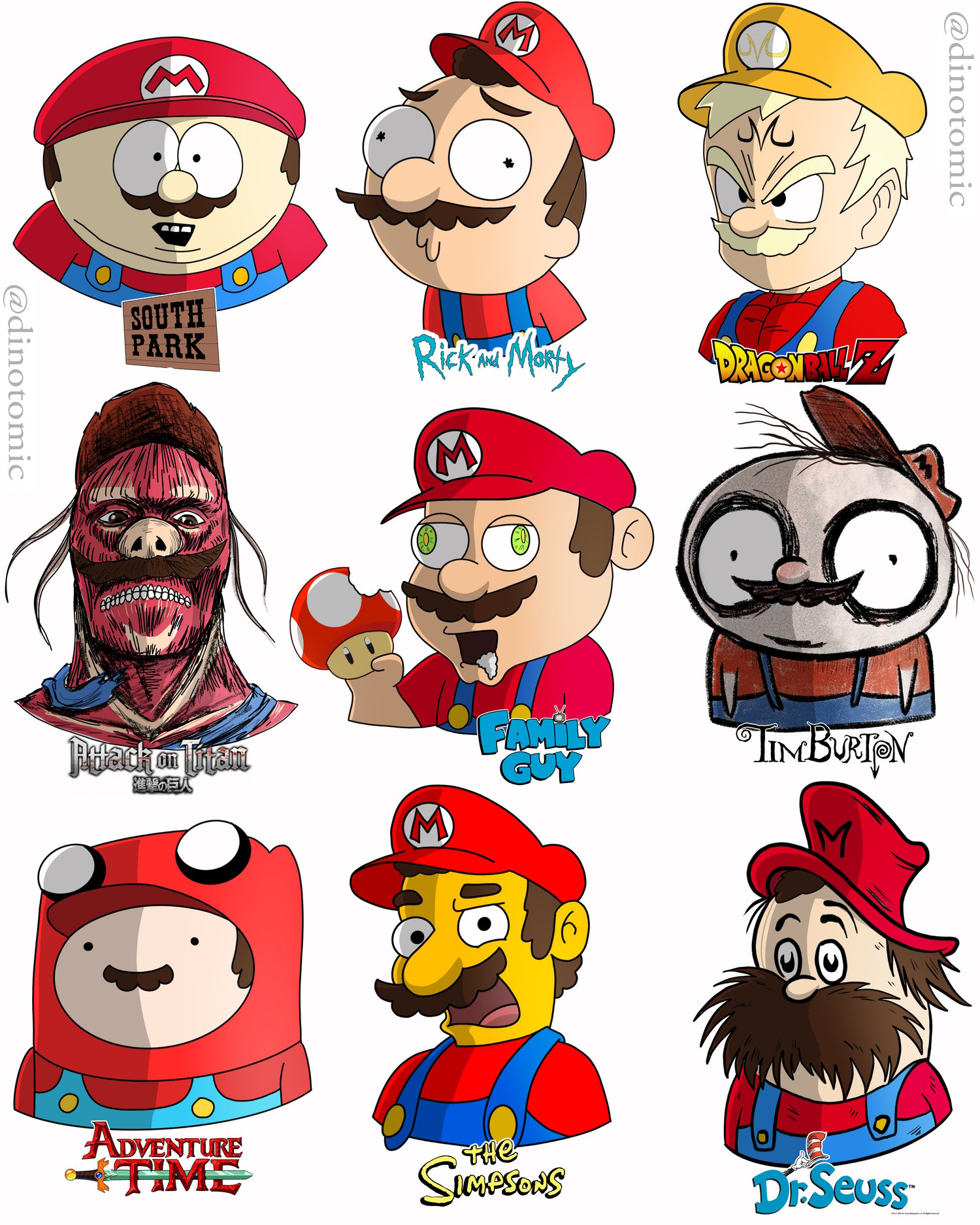 Image of #221 Super Mario in 9 styles 