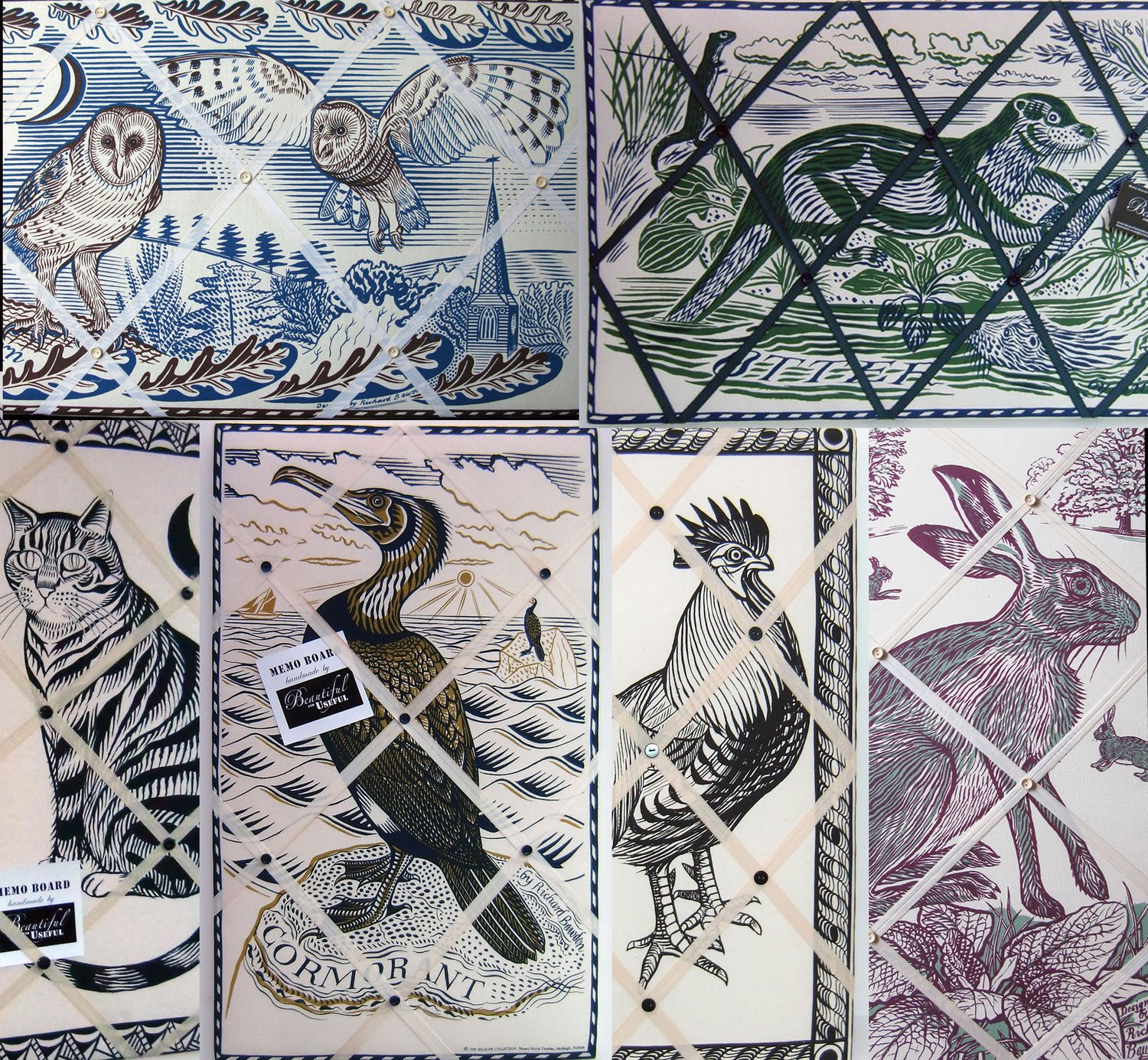 Image of Richard Bawden Animals, Fabric covered Memo Boards