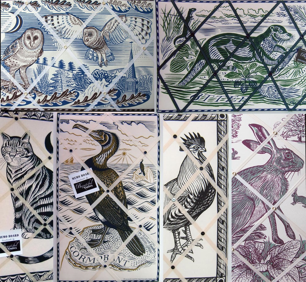 Image of Richard Bawden Animals, Fabric covered Memo Boards. Page 1
