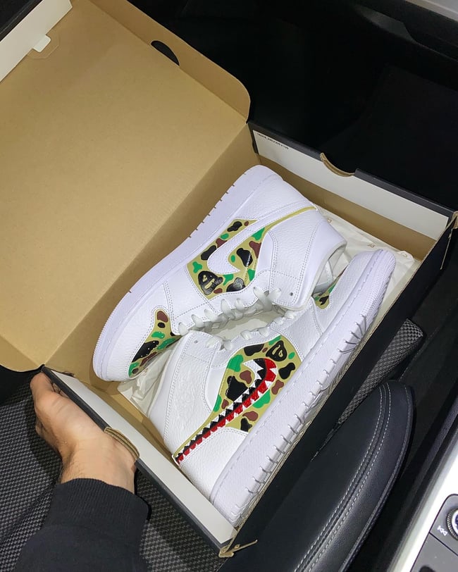 Jordan 1 - Green Shark Camo Bape 