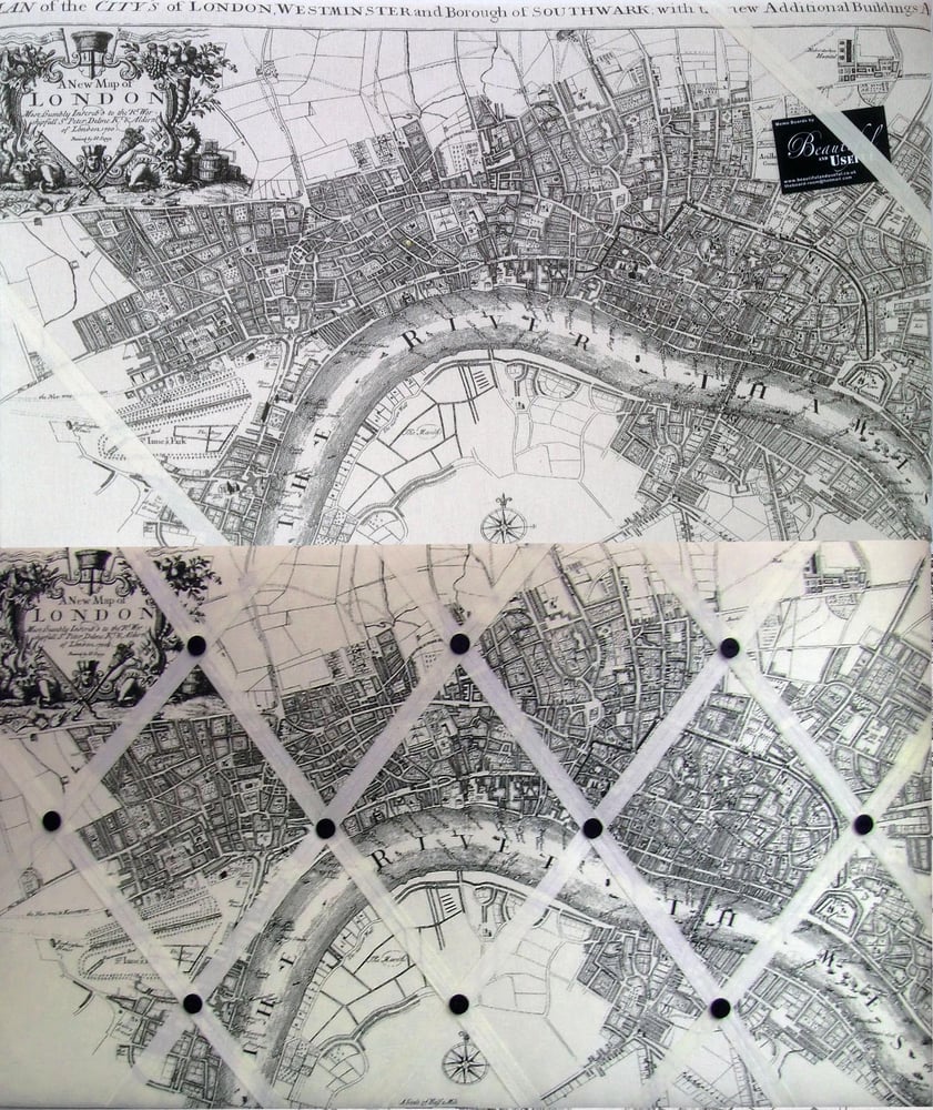 Image of Old London Map fabric Memo or Pin board