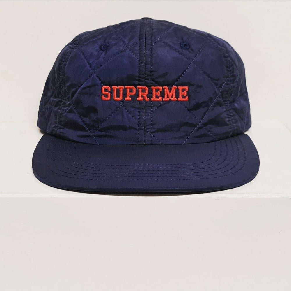 Image of Supreme "Navy" Quilted 6 Panel  / Strapback