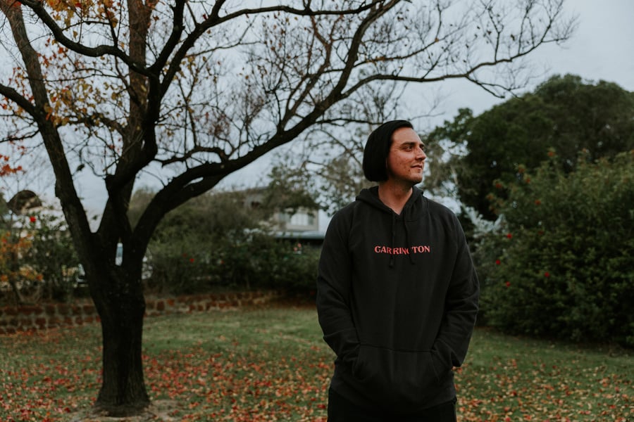 Image of 'Carrington' Embroid Hoodie - Coal/Coral