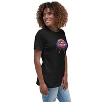 Image 7 of Women's Relaxed T-Shirt, Rainbow Lips Dripping Paint Retro Tee