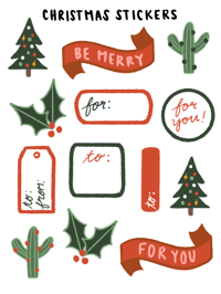 Image 1 of Christmas Labels Sticker Sheet