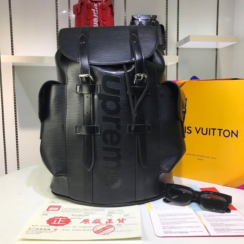 supreme lv black backpack
