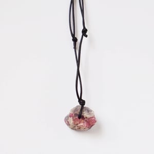 Image of Rough Pink Tourmaline black canvas chain necklace