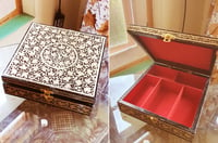 Jewellery box / Gold Chinar kalamdani design from Kashmir / 9 inch x 9 inch box