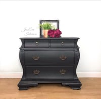 Image 1 of Carved CHEST OF DRAWERS painted in dark grey/charcoal Fusion Mineral paint 