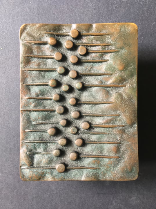 Image of Bronze Push or Pull Door Handle with Dots and Lines