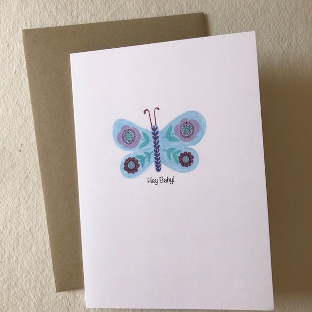 Image of Hey Baby!  Greetings Card (Blue)