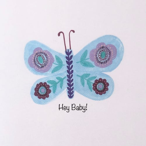 Image of Hey Baby!  Greetings Card (Blue)