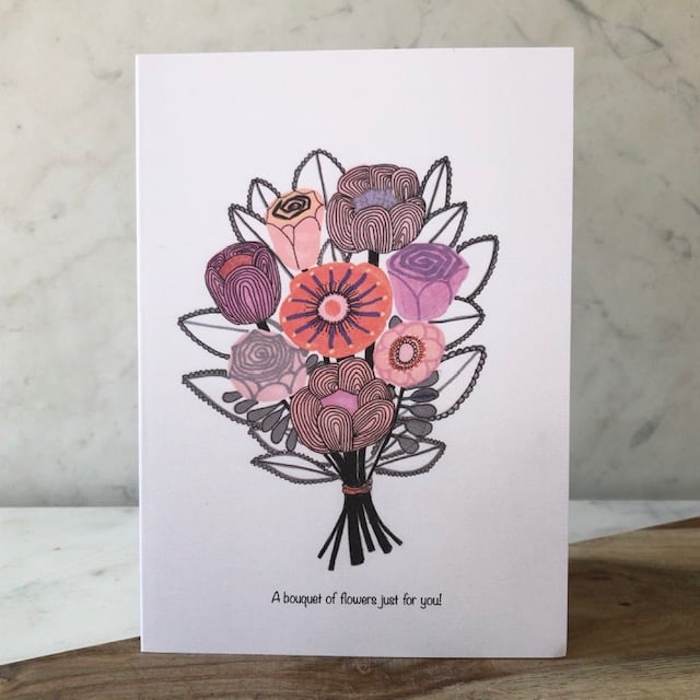 Image of A bouquet of flowers just for you!  Greetings Card