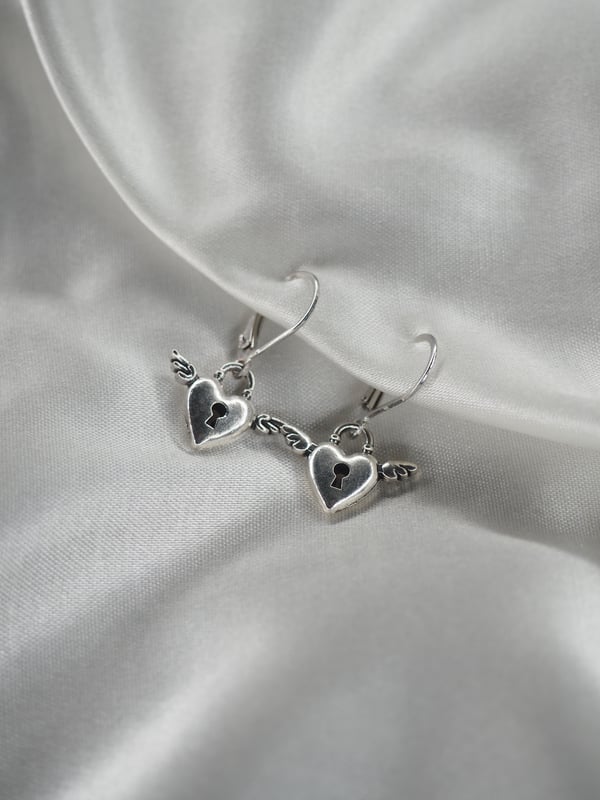 Image of Fly Away Heart Locket Earrings