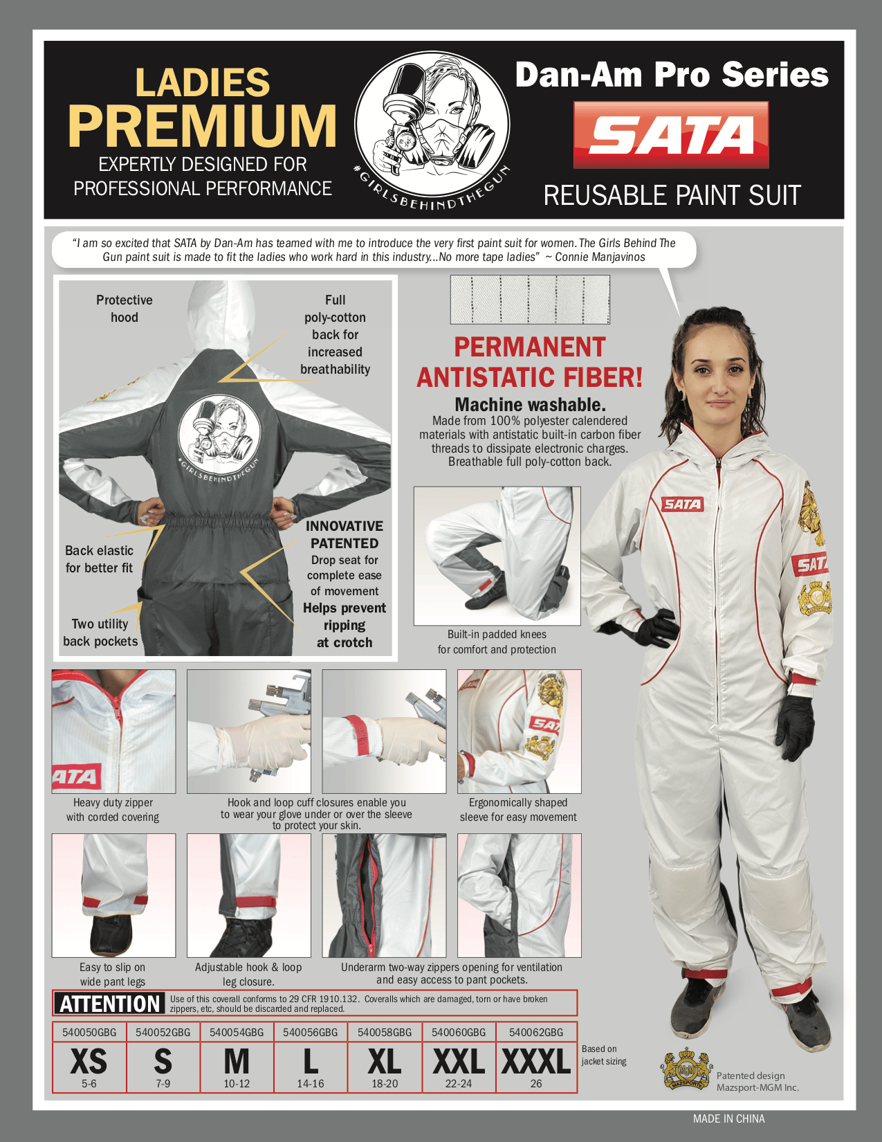 DanAm Pro Series SATA Ladies Paint Suit GIRLS BEHIND THE GUN
