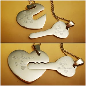 Key 2 My Heart Engraved Necklace Set