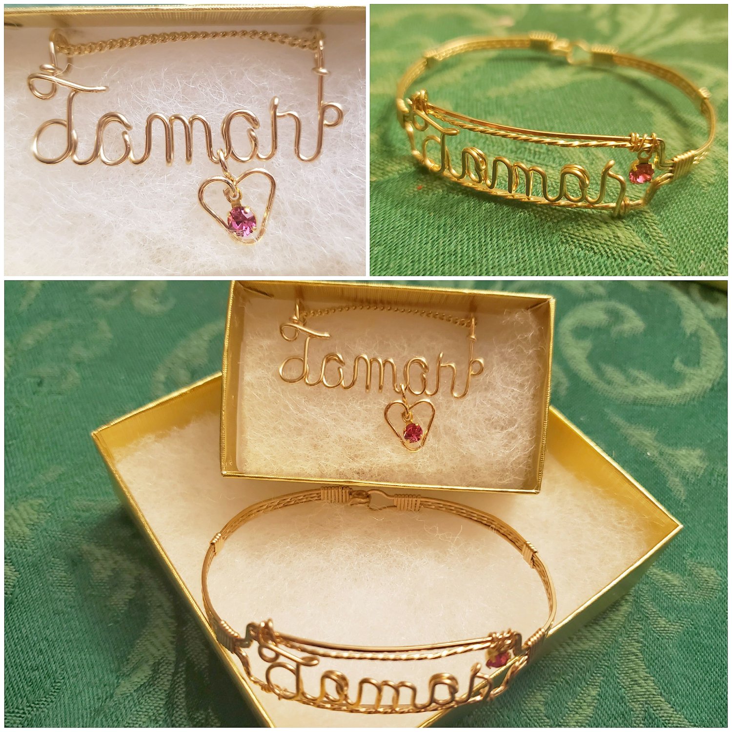 2Piece Wire Nameplate Set w/ Birthstone 