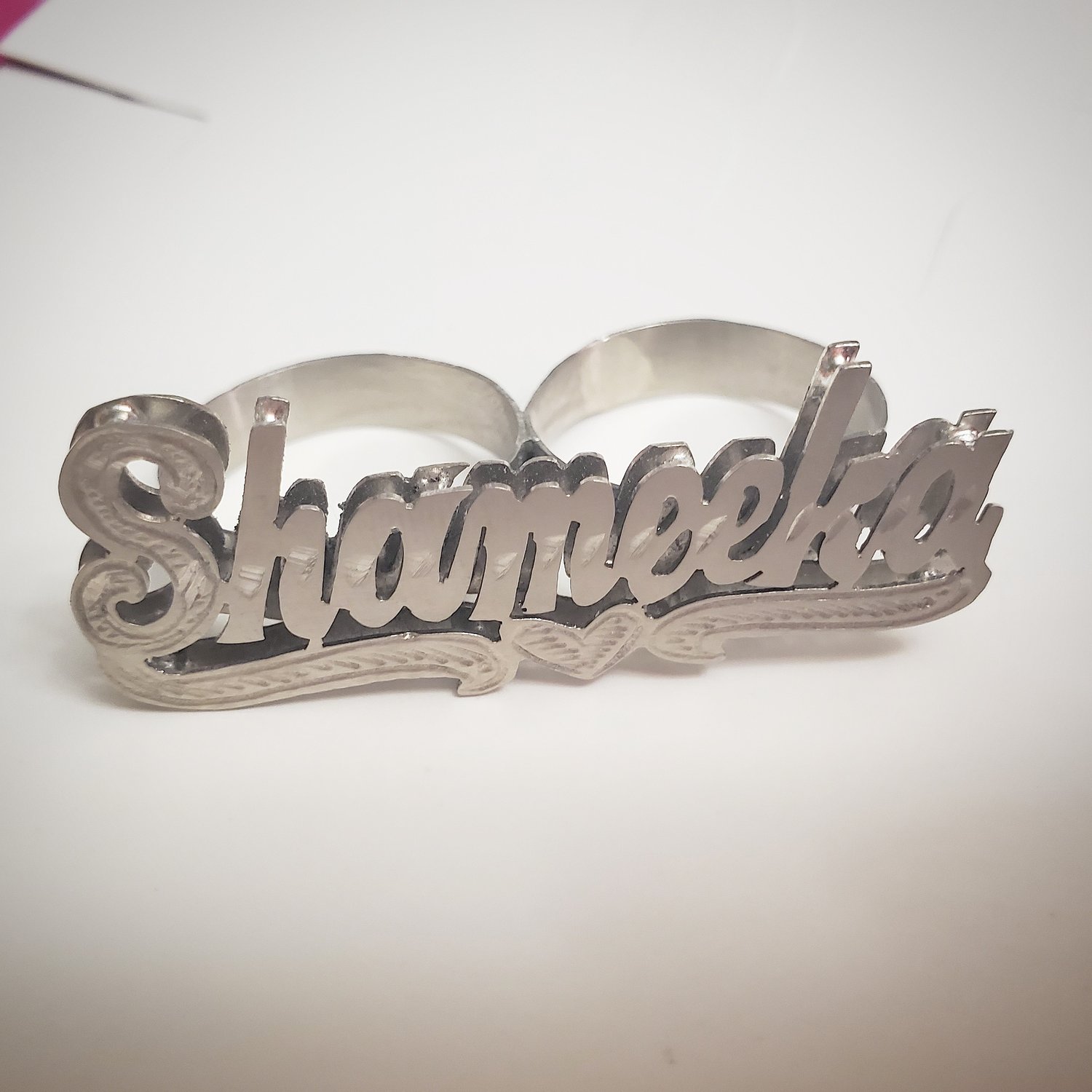 2 Finger Double Plate Nameplate Ring