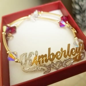 Single Plate Beaded Nameplate Anklet