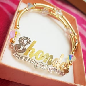 Single Plate Beaded Nameplate Anklet