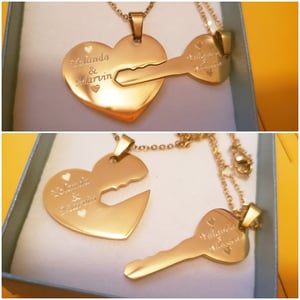 Key 2 My Heart Engraved Necklace Set