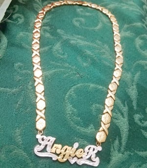 Double Plate XOXO Nameplate Necklace