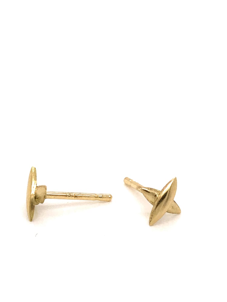 Cross Mini Stud Earrings, Solid 14k Gold Stud Earrings