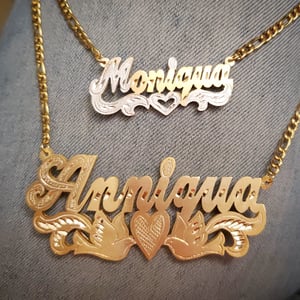 XL 3in Double Plate Nameplate Necklace