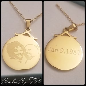 Engraved Photo Charm Necklace