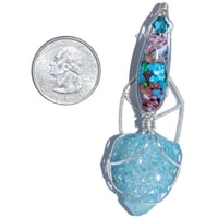 Image 4 of Aqua Aura Spirit Quartz Crystal Handmade Pendant with Opalescent Foil Bead