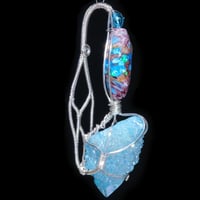 Image 3 of Aqua Aura Spirit Quartz Crystal Handmade Pendant with Opalescent Foil Bead