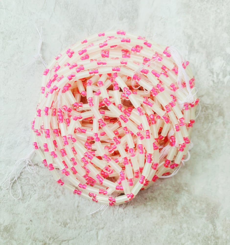 Image of White and Pink Jewel Tie