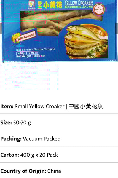 Image of Yellow Croaker Small WR 20 x 400g