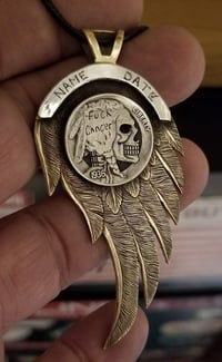 Fuck cancer Angel Wing Pendant