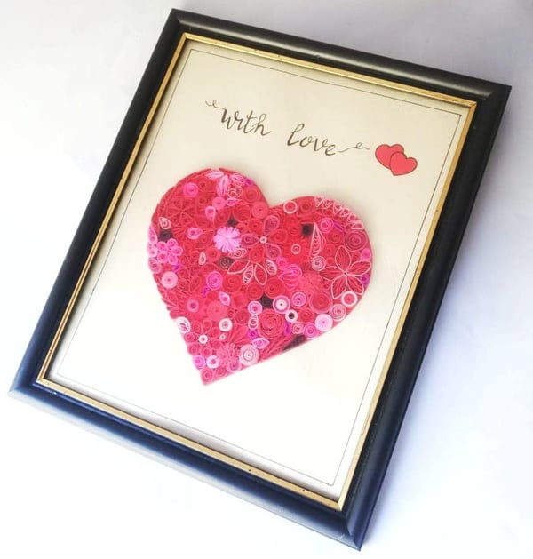 Image of Paper Quilling Heart Handmade Gift 